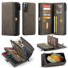 Leather Wallet Phone Case for Samsung Galaxy S22 Ultra, S21 Plus, S20 FE, Note 20, A52, A72, A51, A71 and iPhone 13 Mini, Zipper Card Wallet, Brown view 1