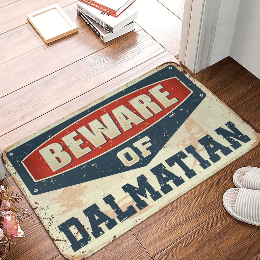Man Cave Rules Beware of Dalmatian Doormat, Entrance Mat, Outdoor Rug (50 x 80 cm)