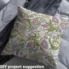 Boho Floral Paisley Upholstery Fabric, Waterproof Mandala Botanical Fabric, Green & Purple, 460 x 150 cm view 4