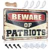 Tin Sign "Warning Beware of Patriots" Metal Sign Ring Outdoor Fall Porch Sign (Size: 30 x 40 cm) view 1