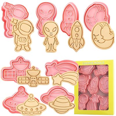8-Piece Space-Themed Plastic Cookie Cutter Set