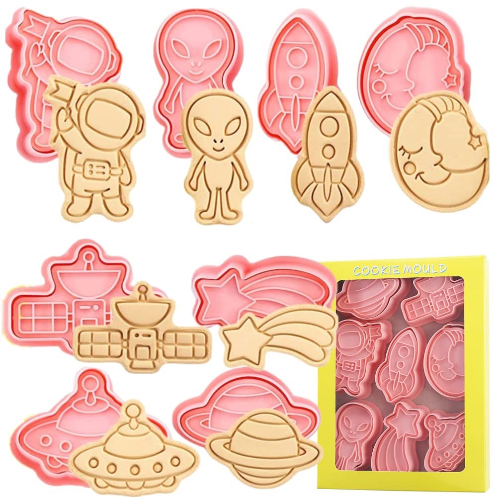 8-Piece Space-Themed Plastic Cookie Cutter Set