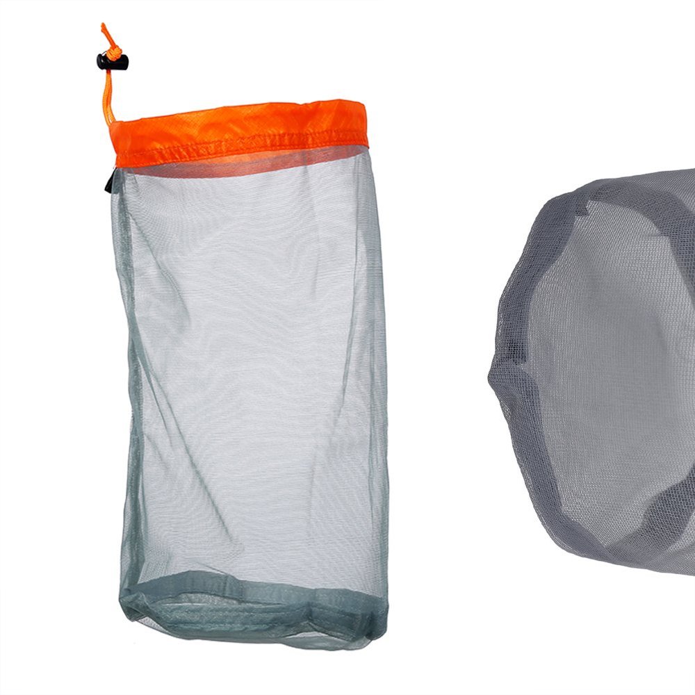 Pilipane Ultralight Mesh Drawstring Bag, Nylon Storage Bag for Outdoor Activities, Travel, Hiking, Camping, and Toy Collection (M, Orange)