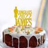 High School Graduation Cake Topper, Congrats 2022, Personalized Glitter Gold Graduation Cap, 15.2 cm view 3