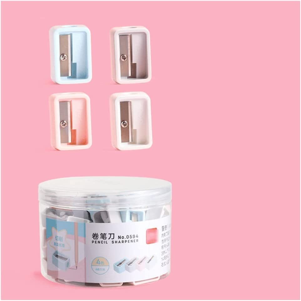 TIANYIA Mini Manual Pencil Sharpeners with Shavings Tray, 48-Pack, 4 Colors