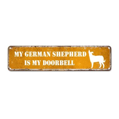Pug Street Custom Metal Sign – “Dog Is My Doorbell,” 30.5 x 7.6 cm