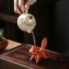 HonHeam Zisha Fox Tea Pet, Handmade Ceramic Tea Tray Ornament, Red view 2