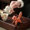 HonHeam Zisha Fox Tea Pet, Handmade Ceramic Tea Tray Ornament, Red view 3