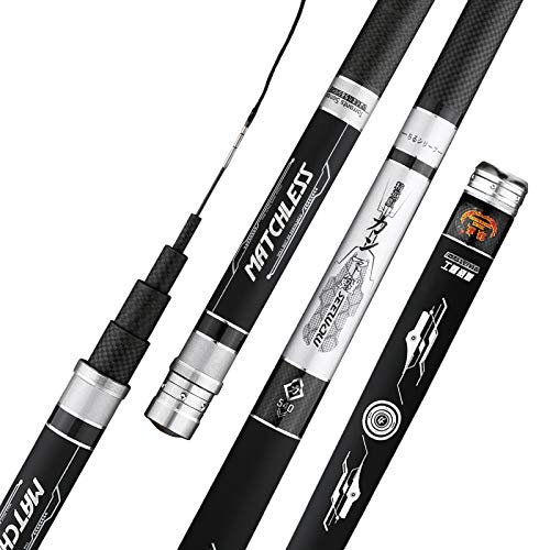 Retractable Carbon Fiber Carp Fishing Rod, 4.8 m, Black