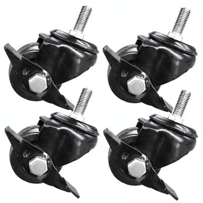 BOCbco Heavy-Duty Swivel Casters with Brake, M10 Thread, Nylon Wheels, 1.5 and 2 in