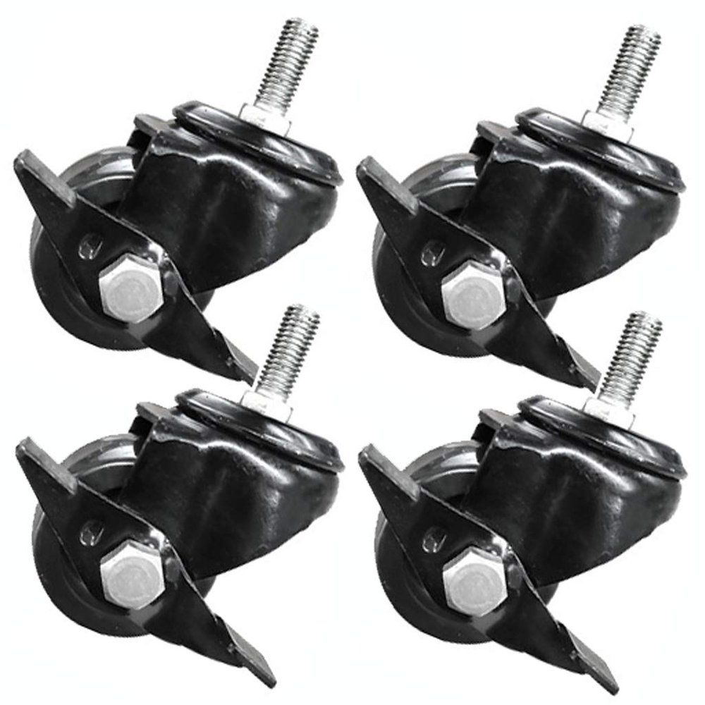 BOCbco Heavy-Duty Swivel Casters with Brake, M10 Thread, Nylon Wheels, 1.5 and 2 in