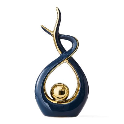 Abstract Blue and Gold Ceramic Art Statue