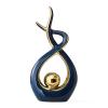 Abstract Blue and Gold Ceramic Art Statue view 1