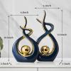 Abstract Blue and Gold Ceramic Art Statue view 2