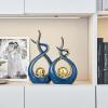 Abstract Blue and Gold Ceramic Art Statue view 4