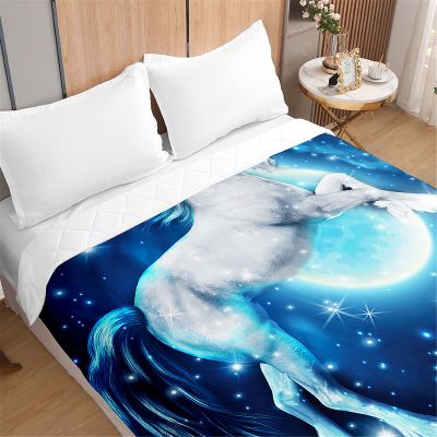 Odot 3D Unicorn Quilted Bedspread, 200 x 230 cm, Starry Sky Galaxy