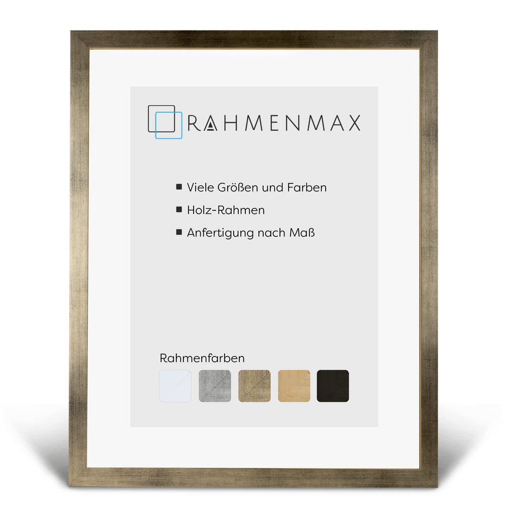 RahmenMax Jersey Wooden Picture Frame 30 x 46 cm, Custom Sizes Available, Gold Puzzle Frame with Acrylic Glass and White Backing