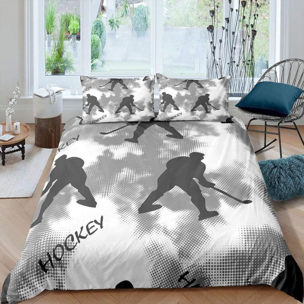 ZZXHG Gray Hockey Bedding Set, 140 x 200 cm