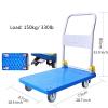 BNNP Push Cart Dolly Resin Deck Platform Truck with Folding Mobile Cart, Metal Handles and Quiet Wheels, for Office and Bookstore, High Capacity (Size: Large) view 2