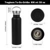 Volhoply 600 ml Stainless Steel Water Bottle, 2-Pack, Double-Wall Vacuum-Insulated, Leakproof, Black view 2