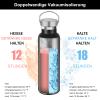 Volhoply 600 ml Stainless Steel Water Bottle, 2-Pack, Double-Wall Vacuum-Insulated, Leakproof, Black view 3