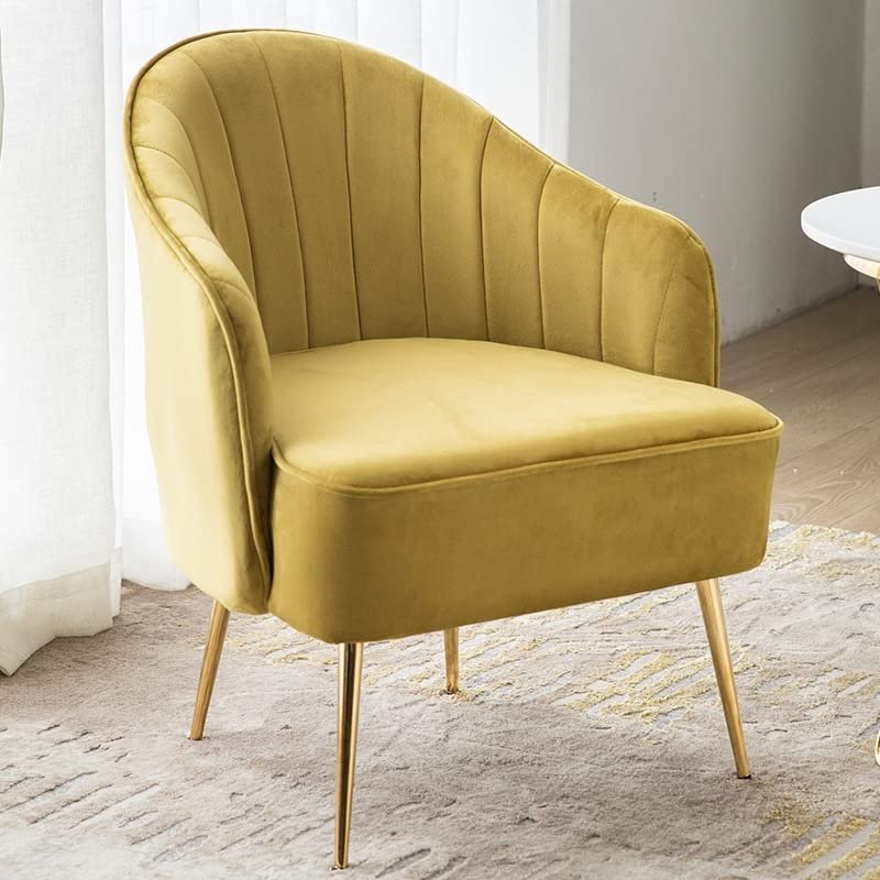 KESHUI Modern Velvet Accent Chair, One Seat, Yellow B
