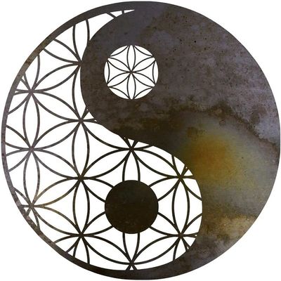 JILIP Yin Yang Geometric Metal Wall Art, Flower of Life Silhouette, 15.7 in/40 cm