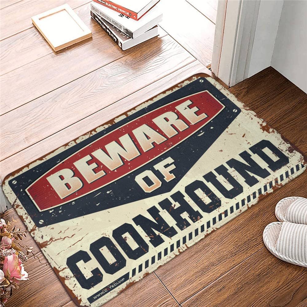 COTECI The Muddy Mat Beware of Coonhound Rug, Man Cave Decor, Football, 50 x 80 cm