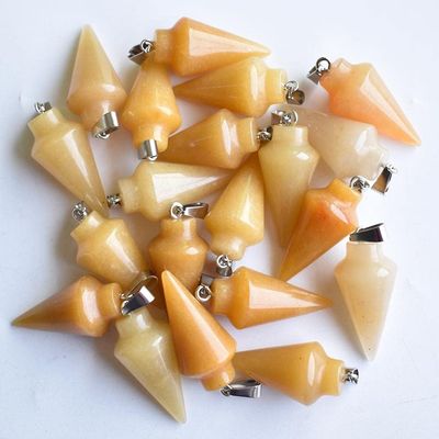 HZLXF1 24-Piece Natural Stone Pendulum Cone Charms, Topaz