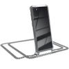 EAZY CASE Phone Lanyard Compatible with Galaxy A31, Case with Metal Crossbody Strap and Replacement Cord, Black, Metal Chain - Silver view 1