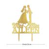 Mrs. & Mrs. Lesbian Wedding Cake Topper, 2-Women Silhouette, Glitter Gold, 15.2 cm view 4