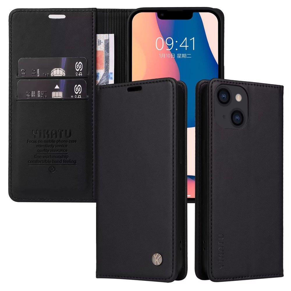 xinyunew Genuine Leather Flip Case for iPhone 12 Pro/iPhone 12, Black