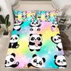Erosebridal Cartoon Panda 4-Piece Sheet Set for Girls and Boys, Pastel Rainbow Design, Soft Microfiber view 2