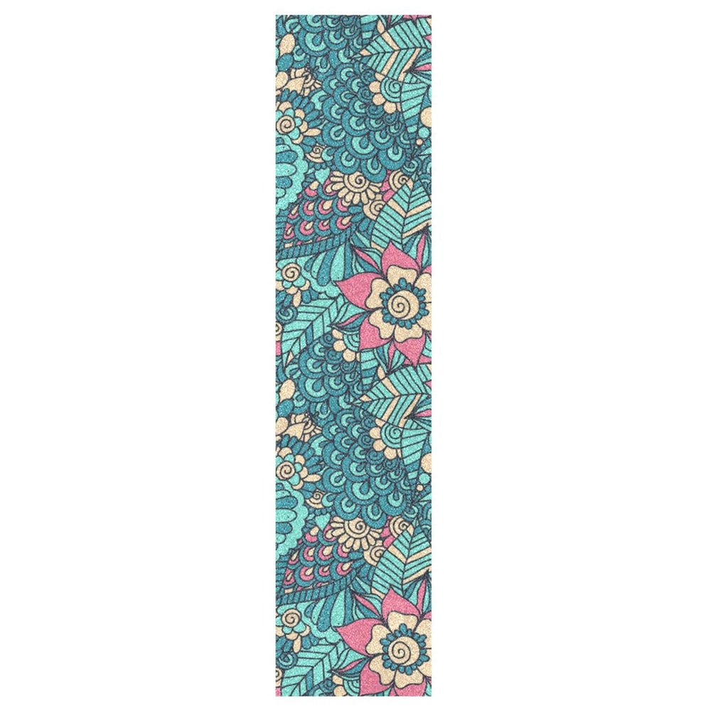 Blue Abstract Flower Pattern Skateboard Griptape