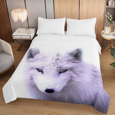 Odot 3D Snow Fox Print Quilted Bedspread, 150 x 200 cm