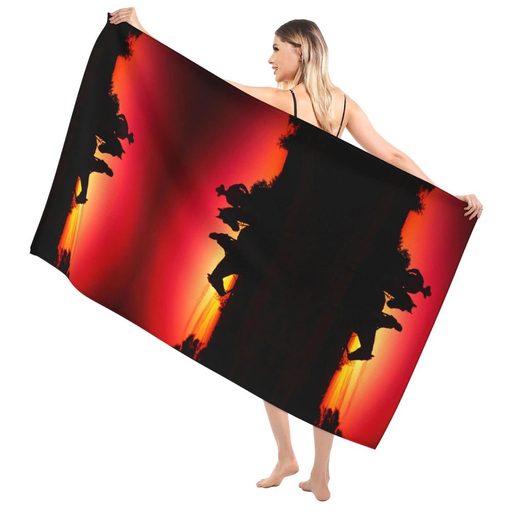 Texas Cowboy Print Bathroom Towel, Polyester-Cotton Blend, Soft Towel for Bathroom, Kitchen and Hotel
