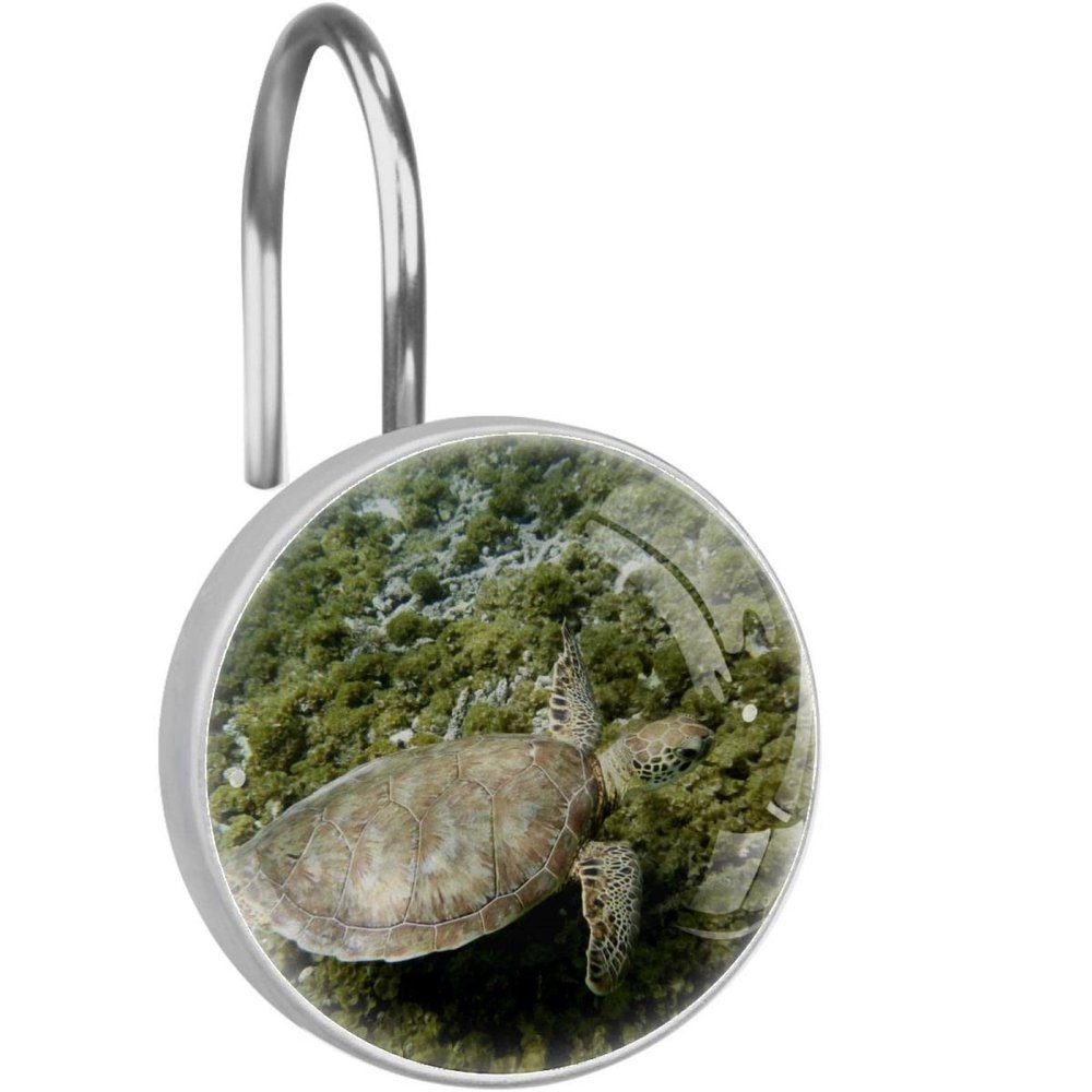 12-Pack Decorative Sea Turtle Shower Curtain Hooks