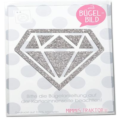 Glitter Diamond Iron-On Appliqué, 10 x 9.1 cm, Silver