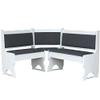 k koma Upholstered Corner Bench, Solid Pine, 160 x 200 cm, White/Dark Gray, 1 pc. view 1