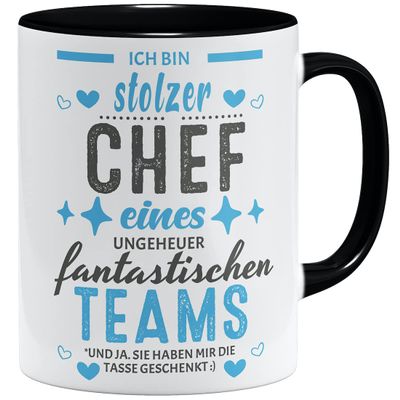 OM3 "I'm a Proud Boss of an Incredibly Fantastic Team" Mug - Black Ceramic, 11 oz/325 ml