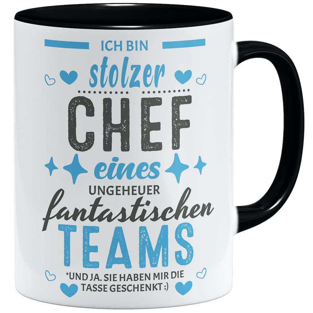 OM3 "I'm a Proud Boss of an Incredibly Fantastic Team" Mug - Black Ceramic, 11 oz/325 ml