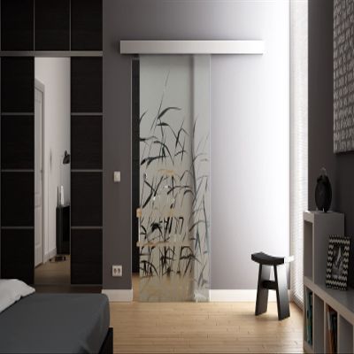 Glass Sliding Door 1025 x 2050 mm, Reed Grass, Sadora SlimLine Complete System