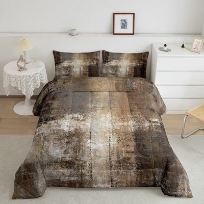 Erosebridal Oil Painting Bedding Set, Queen Size, Hippie Brown, Retro Tie-Dye Quilt with 2 Pillowcases