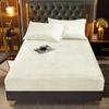 180 x 200 Fleece Velvet Fitted Sheet, White/Beige, for Mattresses up to 25–30 cm view 1