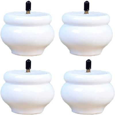 OWIEN 4-Piece Solid Wood Furniture Legs, M8 Thread, White, 6 cm