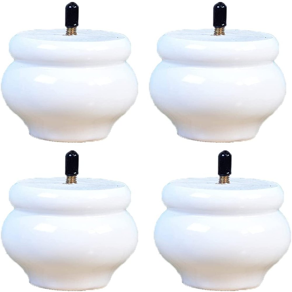 OWIEN 4-Piece Solid Wood Furniture Legs, M8 Thread, White, 6 cm