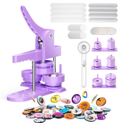 Zimiking Button Maker Badge Machine, 58/32/25 mm, DIY Badge Press Kit with 300 Plastic Button Parts