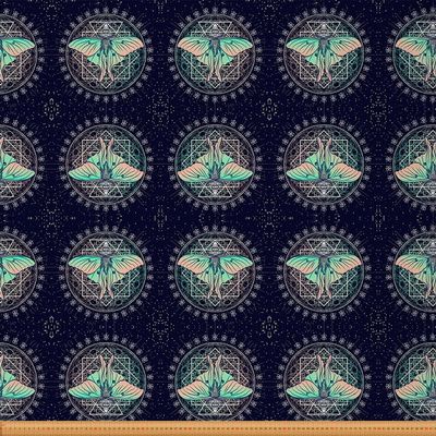 Death Moth Upholstery Fabric Halloween Butterfly Animal Fabric by the Yard Zodiac Galaxy Decor Fabric for Boys and Girls, Gothic Moth Skeleton Boho Waterproof Ombre Green, 276 x 150 cm (H x W)
