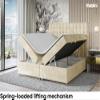 MEBLINI ASTON Box Spring Bed with Storage, Mattress and Topper, Beige Velvet, 180 x 200 cm, H3 view 3