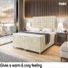 MEBLINI ASTON Box Spring Bed with Storage, Mattress and Topper, Beige Velvet, 180 x 200 cm, H3 view 4